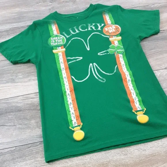 Celebrate St Patricks Mens Child 34/36 Short Sleeve TShirt Leprechaun Green Pub - Picture 2 of 7